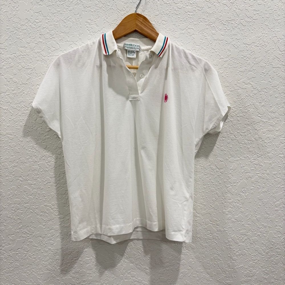 Vintage Wimbledon White Polo Size Medium